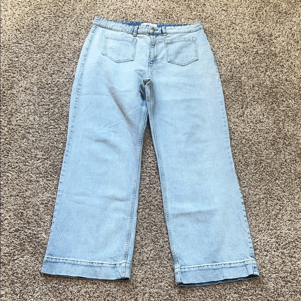 MNG Mango Wide-Leg Light Wash Jeans Size 14